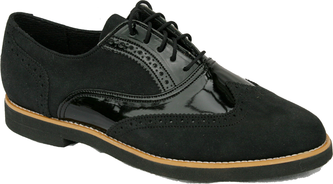 Ladies Vegan Brogue Shoe - Black